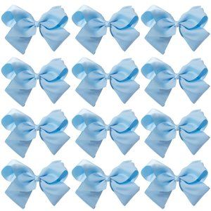 12pc Baby Girls Teens Women Solid 6" Hair Bows